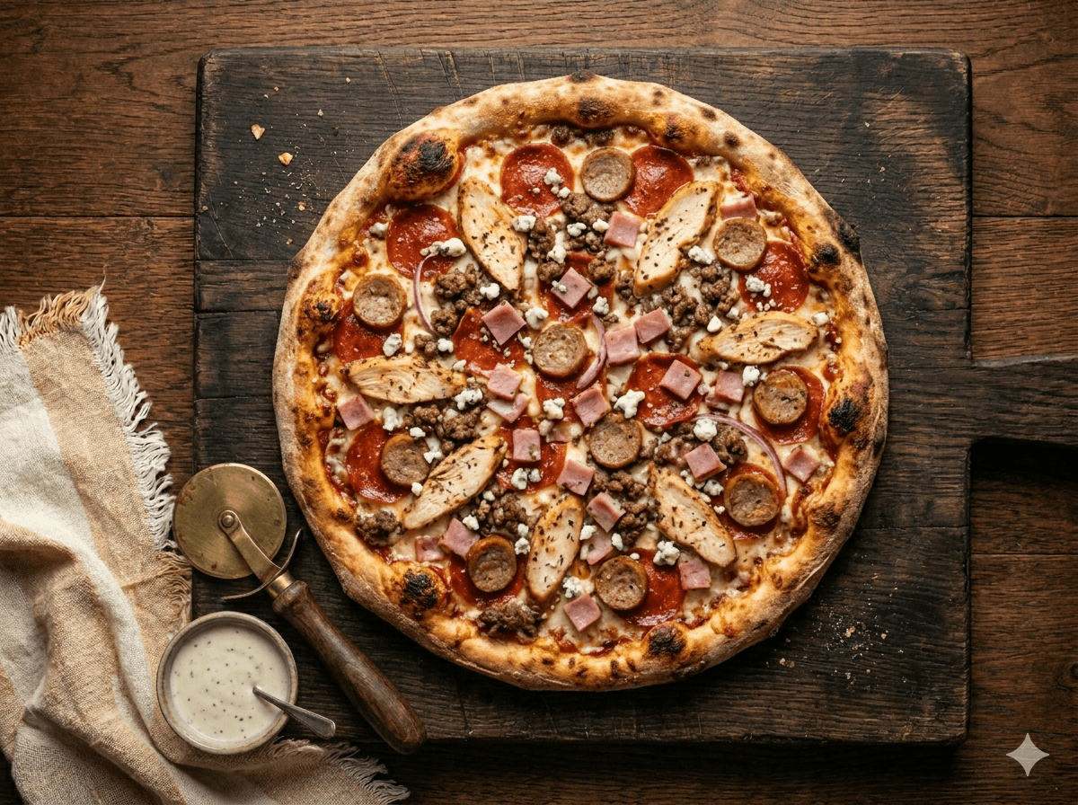 Meat Lovers Pizza — halal brick-oven pizza in Clifton & Paterson, NJ